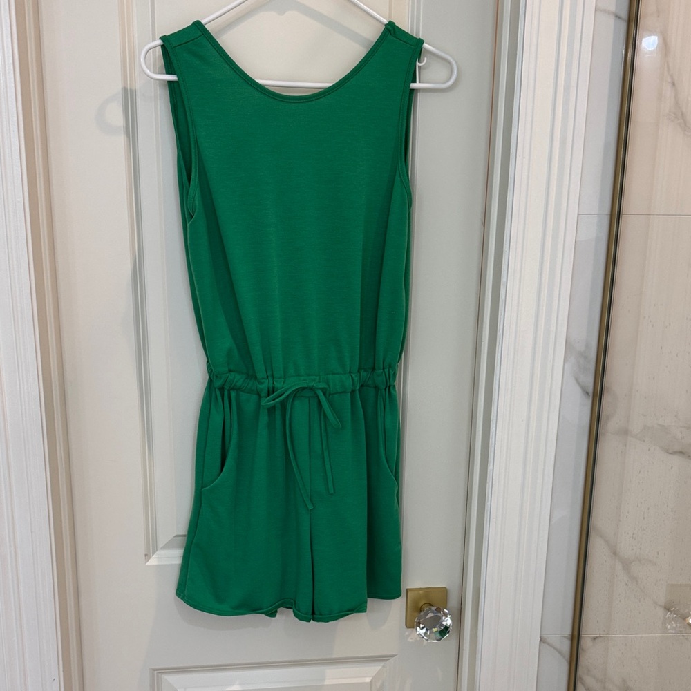 Women’s Green Sleeveless Drawstring Romper
